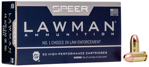 Speer 53653 Lawman  45ACP 230gr Total Metal Jacket Flat Nose 50 Per Box/20 Case