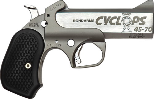 Bond Arms BACY Cyclops  45-70 Gov 1rd Shot 4.25" Stainless Stainless Steel Barrel Matte Stainless Black Extended B6 Resin Grips