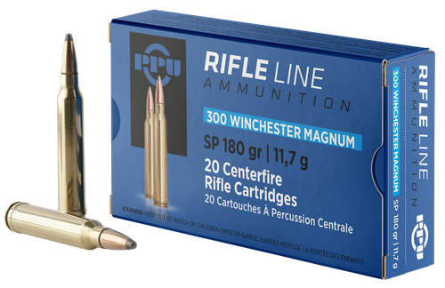PPU PP3003 Standard Rifle  300WinMag 180gr Soft Point 20 Per Box/10 Case
