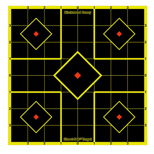 Birchwood Casey 34112 Shoot-N-C Reactive Target Self-Adhesive Paper Multi Color 8" 5-Diamond 15 Pack