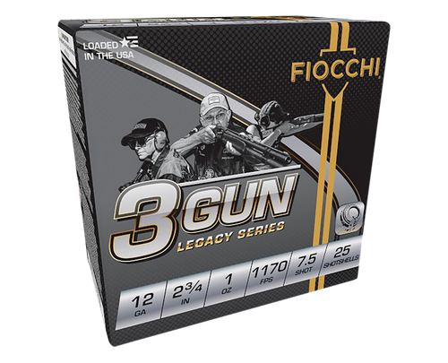 Fiocchi 12DL3G75 3-Gun Match Legacy Series 12Gauge 2.75" 1oz 7.5Shot 25 Per Box/10 Case