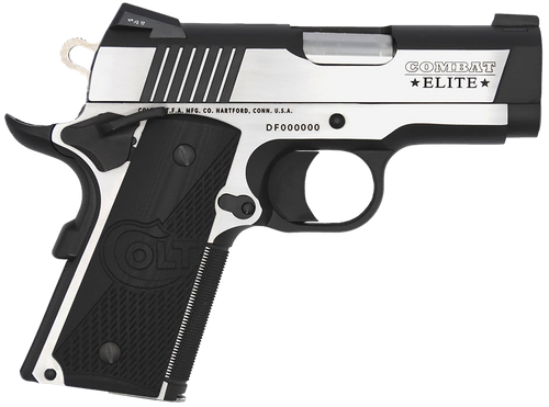 Colt Mfg O7082CE Combat Elite Commander Compact Frame 9mm Luger 8+1, 3" Stainless Steel Barrel, Two-Tone Serrated Stainless Steel Slide & Frame w/Beavertail, Black Scalloped G10 Grip, Ambidextrous