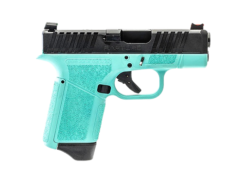 Gforce Arms GF932512RB Rapture  Sub-Compact Frame 9mm Luger 12+1 3.25" Black Barrel, Black Cerakote Steel Optic Cut/Serrated Slide, Robin Egg Blue Cerakote Polymer Frame, Shield RMSc/RMR Footprint
