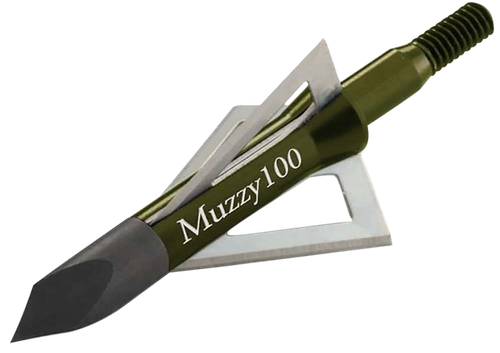 Muzzy 225 3- Blade Broadhead Trocar Tip Anodized Aluminum Ferrule Blades 100 gr/6 Per Pack