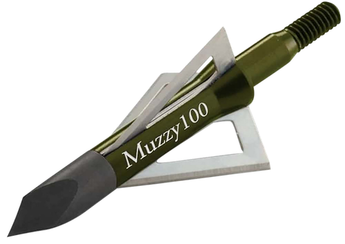 Muzzy 225 3- Blade Broadhead Trocar Tip Anodized Aluminum Ferrule Blades 100 gr/6 Per Pack