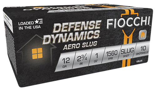 Fiocchi 12SLUG Defense Dynamics Aero 12Gauge 2.75" 1oz RifledSlug Shot 10 Per Box/25 Case