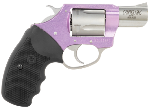 Charter Arms 53840 Undercover Lite Lavender Lady Small 38 Special 5rd 2" Stainless Steel Barrel & Cylinder, Lavender Aluminum Frame, Black Finger Grooved Rubber Grip, Exposed Hammer