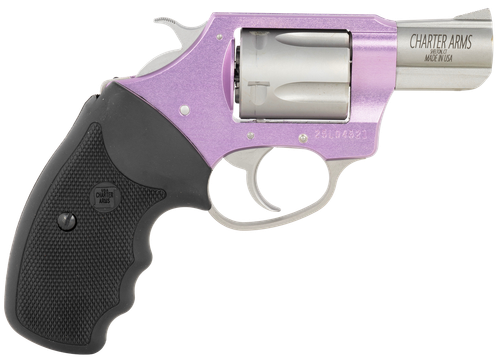 Charter Arms 53840 Undercover Lite Lavender Lady Small 38 Special 5rd 2" Stainless Steel Barrel & Cylinder, Lavender Aluminum Frame, Black Finger Grooved Rubber Grip, Exposed Hammer