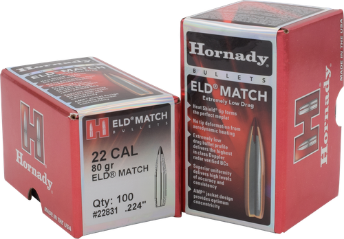 Hornady 22831 ELD Match  22 Cal .224 80 gr Extremely Low Drag Match 100 Per Box/ 25 Case