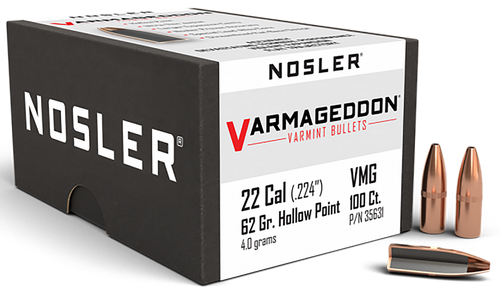Nosler 35631 Varmageddon  22Cal 62gr Flat Base Hollow Point 100/Box