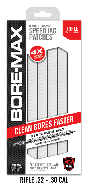 Real Avid AVBMPATCH8 Bore-Max Speed Jag Patches Refill 30/22 Cal Rifle 8" Synthetic 250 Per Box