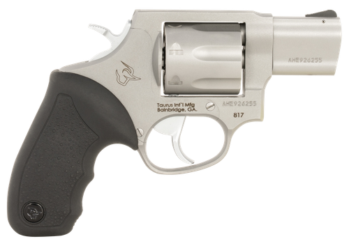 Taurus 2-817029 817  Medium 38 Special 7 Shot 2" Matte Stainless Steel Barrel, Cylinder & Frame, Black Rubber Grip, Exposed Hammer