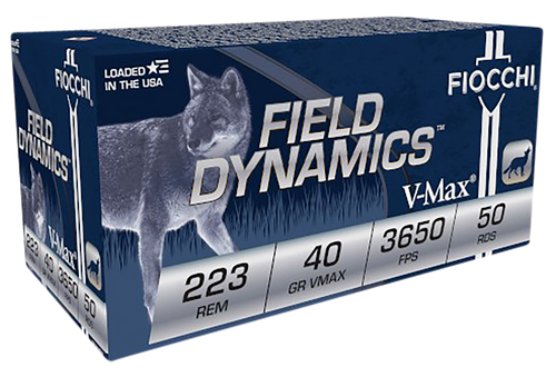Fiocchi 223HVB50 Field Dynamics  223Rem 40gr Hornady V Max 50 Per Box/20 Case