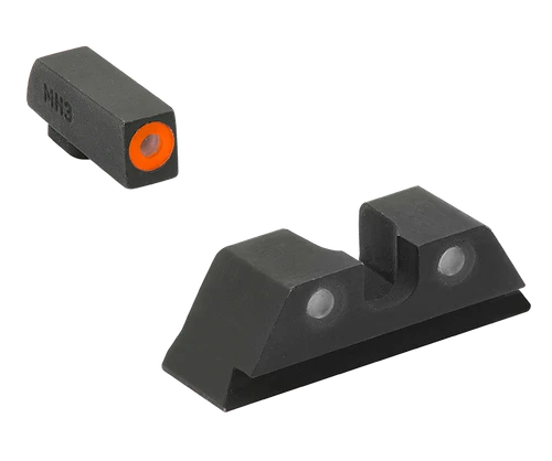 Meprolight USA 402243131 Hyper-Bright Sight Set Green Tritium Orange Outline Front Sight-Green Tritium Black Outline Rear Sight Glock 17/17L/19/22