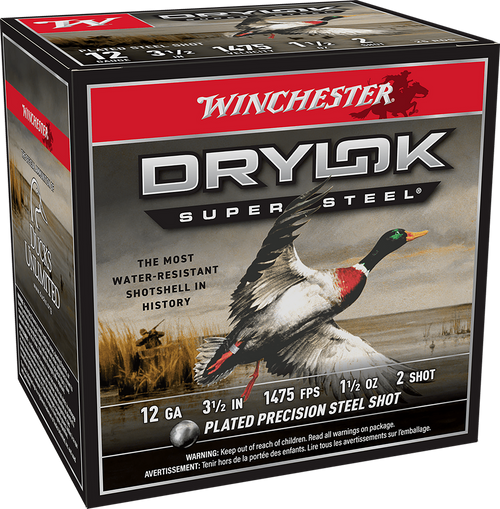 Winchester Ammo SSH12LH2 Drylok Super Steel High Velocity 12Gauge 3.50" 1 1/2oz 2Shot 25 Per Box/10 Case