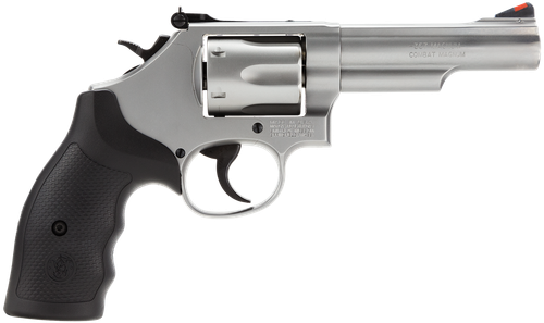 Smith & Wesson 162662 Model 66  357 Mag or 38 S&W Spl +P Stainless Steel 4.25" Barrel, 6 Shot Matte Stainless Steel K-Frame, Red Ramp Front/White Outline Rear Sights, Internal Lock