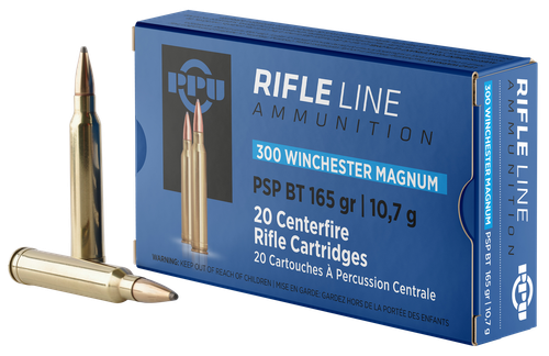PPU PP3002 Standard Rifle  300WinMag 165gr Soft Point Boat Tail 20 Per Box/10 Case