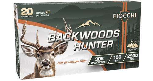 Fiocchi 308BHC Backwoods Hunter  308Win 150gr Copper Hollow Point 20 Per Box/10 Case