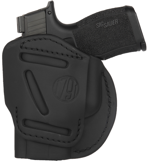 1791 Gunleather 4WH3SBLR 4-Way  IWB/OWB Size 03 Stealth Black Leather Belt Clip Compatible w/Glock 26/Ruger LC9/S&W M&P Shield/2.0 9/40 Right Hand