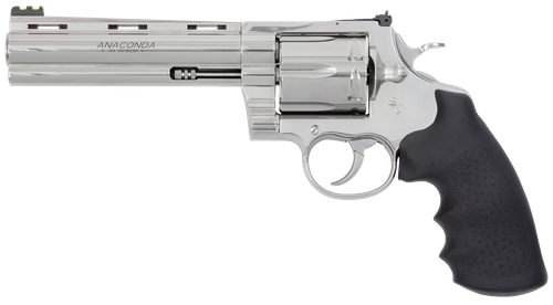 Colt Mfg ANACONDASP6RFT Anaconda Target 44 Mag 6rd 6" Stainless Vent Rib Barrel, Cylinder & Stainless Stainless Steel Frame, Black Rubber Grip