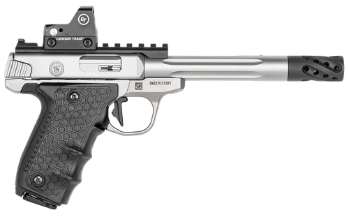 Smith & Wesson 12079 Performance Center Victory Target 22 LR 6" MB 10+1 Stainless Steel Tandemkross Black HiveGrip with Integrated Target Thumb Rest Grip Red Dot