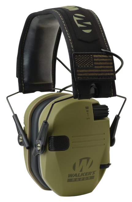 Walker's GWPRSEMPAT Razor Patriot 23 dB Over the Head OD Green/Black Polymer