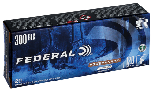 Federal 300BLK120LFA Power-Shok  300Blackout 120gr Copper Hollow Point 20 Per Box/10 Case