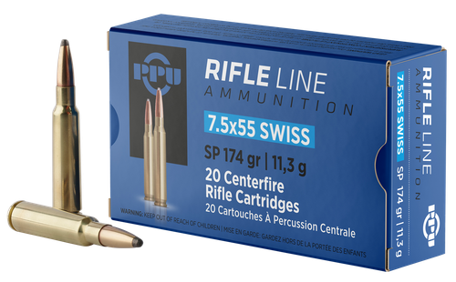 PPU PP7SS Metric Rifle  7.5x55mmSwiss 174gr Soft Point 20 Per Box/10 Case