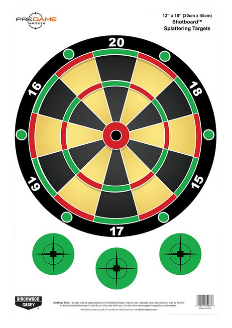 Birchwood Casey 35562 Pregame Shotboard Hanging Paper All Firearms 12" x 18" Impact Enhancement Splatter 8 Targets