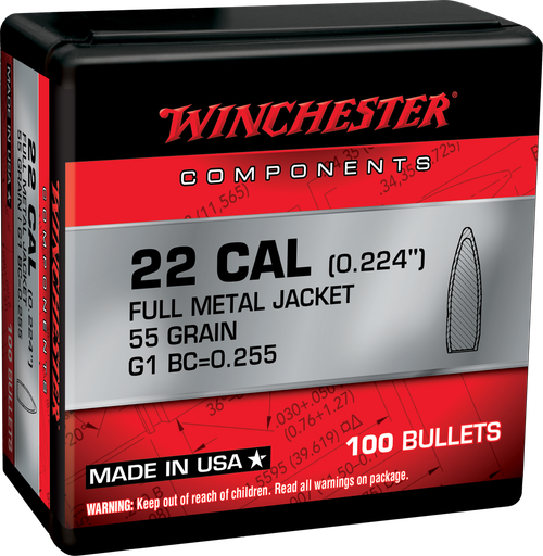 Winchester Ammo WB556MC55X Centerfire Rifle  5.56x45mmNATO 55gr Full Metal Jacket Boat Tail 100 Per Box/10 Case