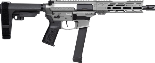 CMMG 99A520FTNG Banshee FE MkGs 9mm Luger 33+1 8" Black Nitride Threaded Barrel, M-LOK Handguard, Tungsten Cerakote Aluminum Receiver w/Picatinny Rail, Black Polymer CMMG RipBrace, CMMG Zeroed Grip