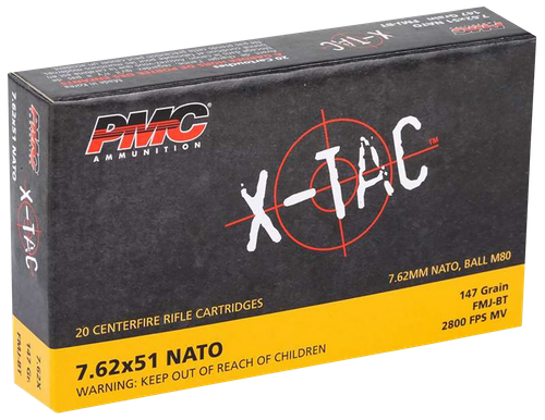 PMC 762X X-Tac  7.62x51mmNATO 147gr Full Metal Jacket Boat Tail 20 Per Box/25 Case