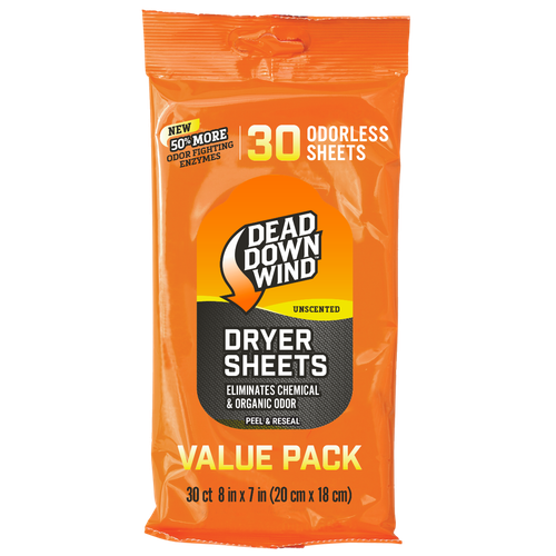 Dead Down Wind 113019 Dryer Sheets  Odor Eliminator Odorless Scent Dryer Sheet 30 Per Pkg