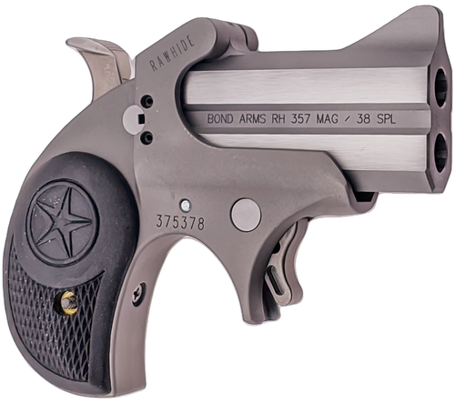 Bond Arms BARHR Rawhide  38 Special/357 Mag 2 Shot 2.50" Rough Matte Stainless Steel Barrel & Frame, Black Rubber Grips