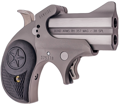 Bond Arms BARHR Rawhide  38 Special/357 Mag 2 Shot 2.50" Rough Matte Stainless Steel Barrel & Frame, Black Rubber Grips