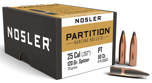 Nosler 35643 Partition  25Cal 120gr Spitzer 50/Box