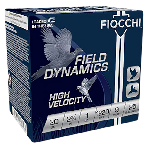Fiocchi 20HV9 Field Dynamics High Velocity 20Gauge 2.75" 1oz 9Shot 25 Per Box/10 Case