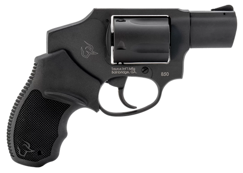 Taurus 2-850121 850  Small 38 Special 5 Shot 2" Matte Black Alloy Steel Barrel, Cylinder & Frame, Black Rubber Grip, Transfer Bar Safety, Concealed Hammer