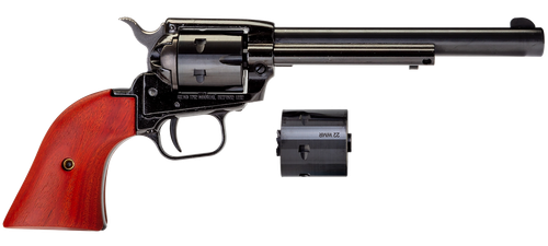 Heritage Mfg RR22MB6 Rough Rider  22 LR 22 WMR 6 Shot, 6.50" Black Steel Barrel, Black Zinc Alloy Frame, Black Cylinder, Cocobolo Grip, Hammer/Thumb Safety, Exposed Hammer