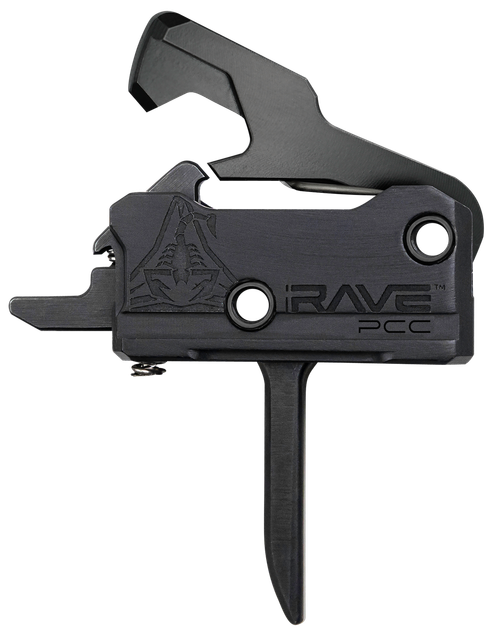 Rise Armament T017FPCCBLK Rave Pistol Caliber Carbine Single-Stage Flat Trigger with 3.50 lbs Draw Weight & Black Nitride Finish for AR-Platform