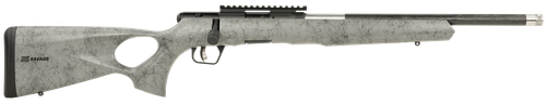 Savage Arms 70218 B Series TimberLite 22 LR 10+1 18" Carbon Fiber Threaded Barrel, Matte Black Picatinny Rail Carbon Steel Receiver, Gray w/Black Webbing Fixed Thumbhole Synthetic Stock