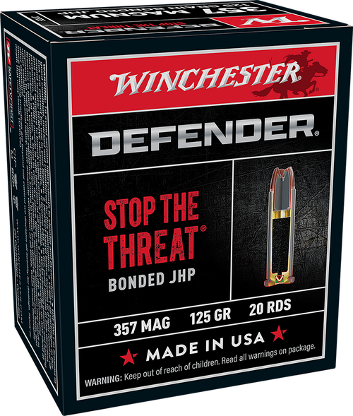 Winchester Ammo S357MPDB Defender  357Mag 125gr Bonded Jacket Hollow Point 20 Per Box/10 Case