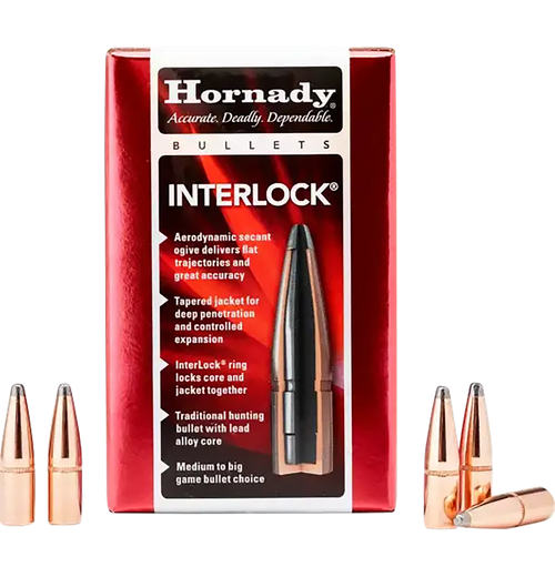 Hornady 3072 InterLock  30 Cal .308 180 gr Boat Tail Spire Point 100 Per Box/ 15 Case