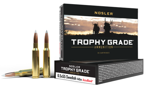 Nosler 60022 Trophy Grade  6.5x55Swedish 140gr Nosler AccuBond 20 Per Box/10 Case