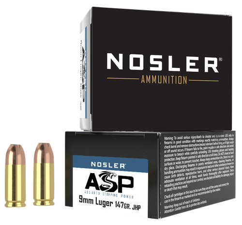 Nosler 51290 Assured Stopping Power Handgun 9mmLuger 147gr Jacketed Hollow Point 20 Per Box/20 Case