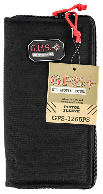 GPS Bags 1265PS Pistol Sleeve  Large Black Nylon with Locking Zippers & Thin Design Holds 1 Handgun
