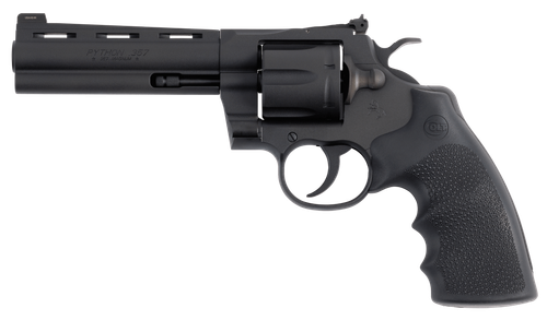 Colt Mfg PYTHONBM5RNS Python  357 Mag/38 Special 6 Shot 5" Matte Blued Vent Rib Carbon Steel Barrel, Cylinder & Frame, Black Rubber Grip, Exposed Hammer