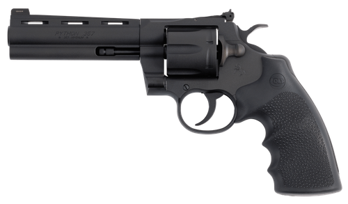 Colt Mfg PYTHONBM5RNS Python  357 Mag/38 Special 6 Shot 5" Matte Blued Vent Rib Carbon Steel Barrel, Cylinder & Frame, Black Rubber Grip, Exposed Hammer