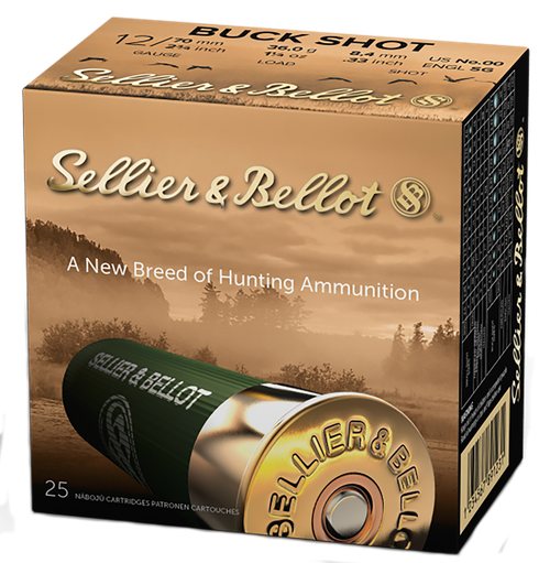 Sellier & Bellot SB12BSC Hunting  12Gauge 2.75" 12Pellets 1 1/4oz 00Buck Shot 25 Box/10 Case