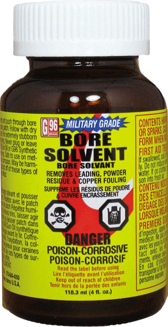G96 1108 Military Grade Bore Solvent Removes Powder, Lead, Plastic Fouling 4 oz Jar